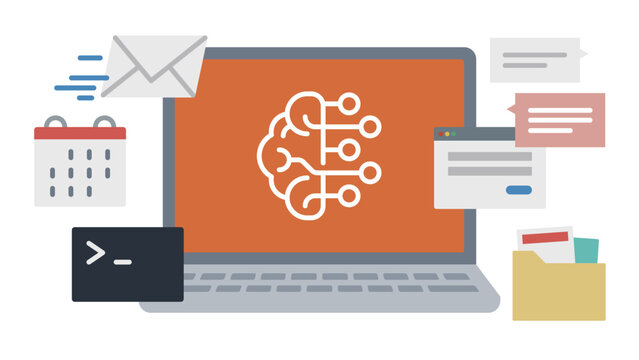 AI agent operating various apps on a laptop