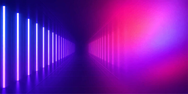 Abstract blue and purple glowing wave lines forming a colorful digital sound spectrum background with bright rainbow light and smooth technology style pattern