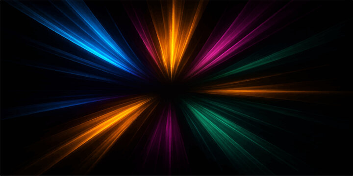 An abstract colorful background of blue fractal patterns features a bright star explosion and glowing laser rays with a motion energy burst in this disco art wallpaper design