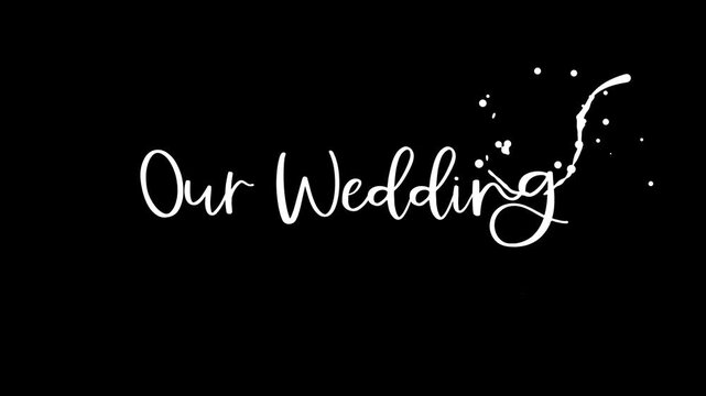 Our wedding's cursive animation text with white paint splatters is appropriate for social media posts, videos, and invitations.