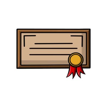 Award Certificate Animation With Gold Medal And Red Ribbons Isolated On White Background Achievement Success Recognition Honors And Diploma