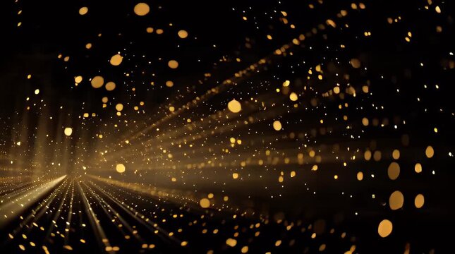Golden Light Trails in Dark Space.