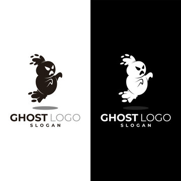 ghost logo with a scary and frightening appearance, simple icons
