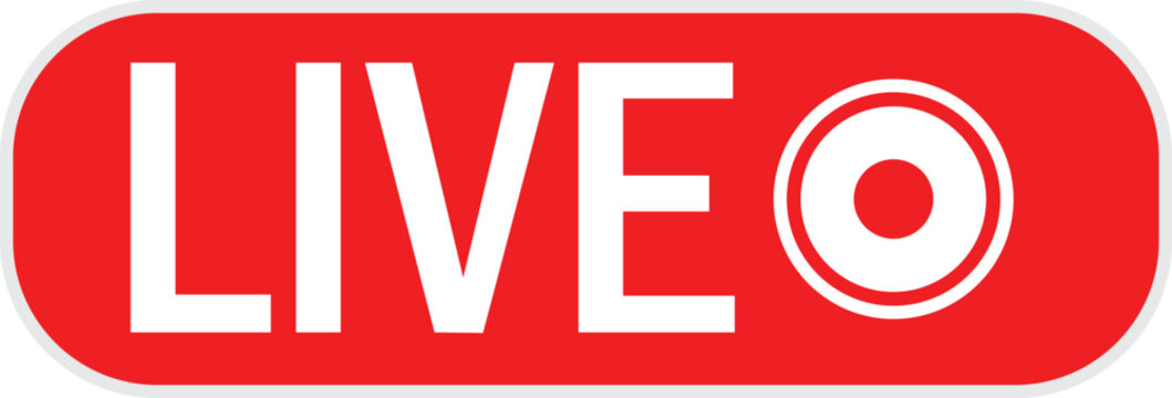 Live Broadcast Icon &ndash; Red Live Streaming Button for UI Design