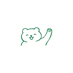 Obraz premium Simple Hand Drawn Cartoon Bear Waving