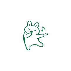Obraz premium Simple Line Art of a Joyful Animal Singing