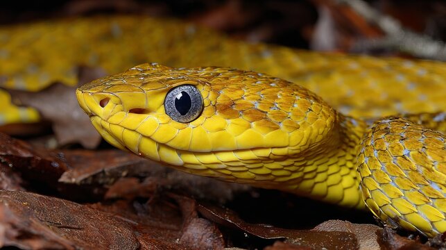 Golden lancehead snake lives on Ilha da Queimada Grande island, near Brazil's Sao Paulo coast.