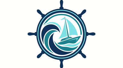 A logo featuring a boat sailing against stylized waves, capturing the essence of maritime themes, ideal for businesses in sailing, shipping, or ocean-related enterprises. © Binglong