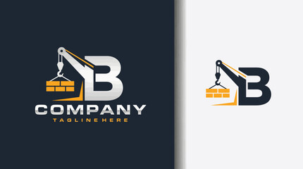 This image presents a robust logo design for a construction company, incorporating a crane graphic to symbolize strength, reliability, and industry expertise.