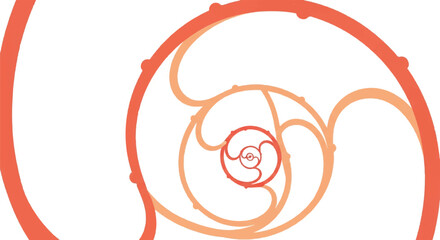 Obraz premium Abstract geometric spiral pattern in vibrant orange and red hues on a clean white background, creating a dynamic sense of depth and continuous flow.