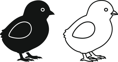 Fototapeta premium Black and white bird illustration isolated on transparent background, Vector