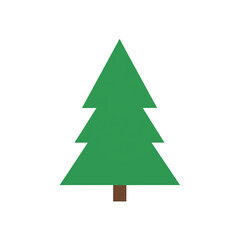 Fototapeta premium A minimalist illustration of a green Christmas tree with a brown trunk, on a white background.