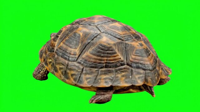 Tortoise shell in vibrant orange and brown hues on green background for educational materials