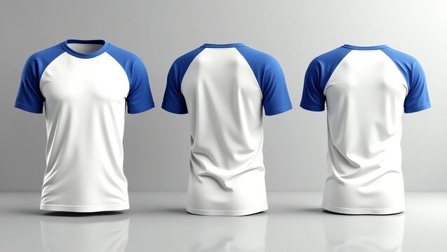 Short-sleeves raglan t-shirt mockup, 3d illustration, 3d rendering