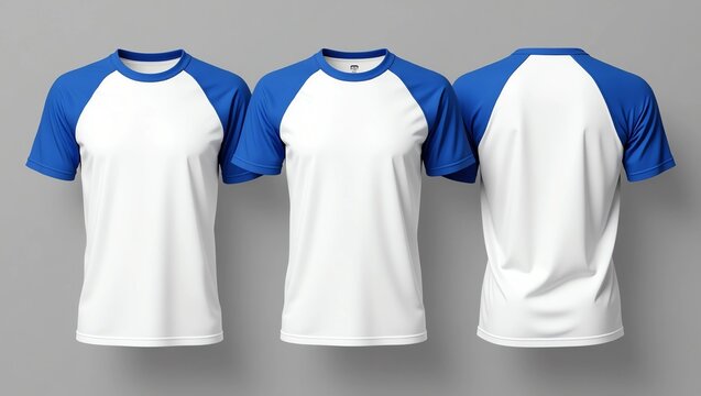 Short-sleeves raglan t-shirt mockup, 3d illustration, 3d rendering