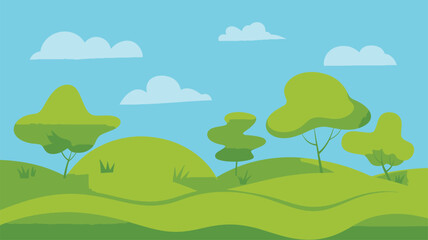Obraz premium Green hilly landscape simple illustration