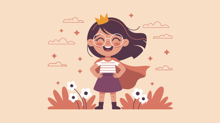 Naklejka premium Girl superhero crown cape confident