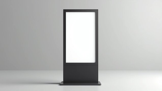 Digital kiosk LED display, industry-standard PC, electronic poster with blank screen. Mockup to showcasing information or advertising projects.