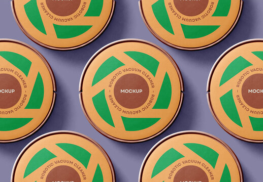 Top View of Robotic Vacuum Cleaner Packaging Mockup with Editable Background