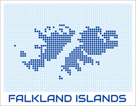Falkland Islands dot map. Dotted shape of the country. Falkland Islands boundary dots with title. Vector illustration.