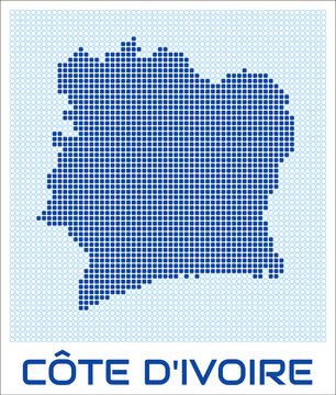 Cote d'Ivoire dot map. Dotted shape of the country. Cote d'Ivoire boundary dots with title. Vector illustration.