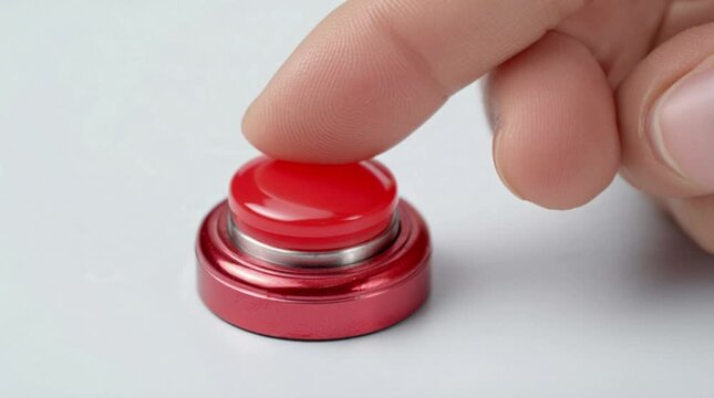 Person buzzer pressing button for competition or alert