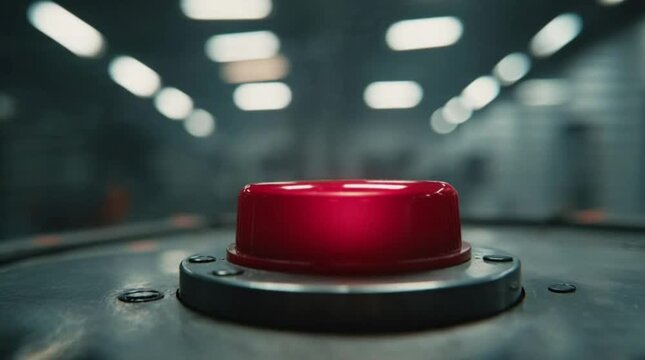 Industrial Gloved Hand Buzzer Pressing Button Close Up