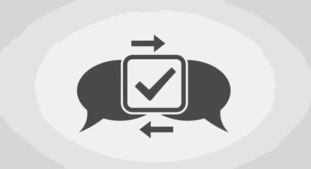 Fototapeta premium Communication and Agreement Icon with Checkmark and Arrows, Vector Illustration for Business and Feedback Concepts