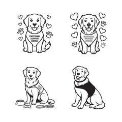 Fototapeta premium Cute Emotional Support Animal Coloring Page for Kids Featuring Friendly Pets Helping Children Relax and Feel Happy