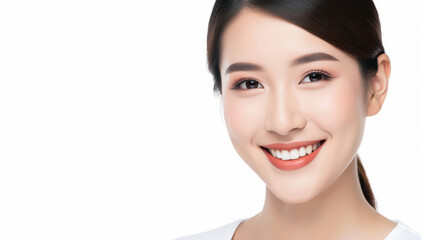 Obraz premium Radiant Beauty: A portrait of a stunning woman, radiating health and serenity, her smile a beacon of confidence. 