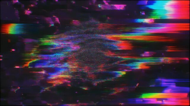 荒れ狂うグリッチと崩壊するデータが広がるサイバー空間のデジタル破壊背景