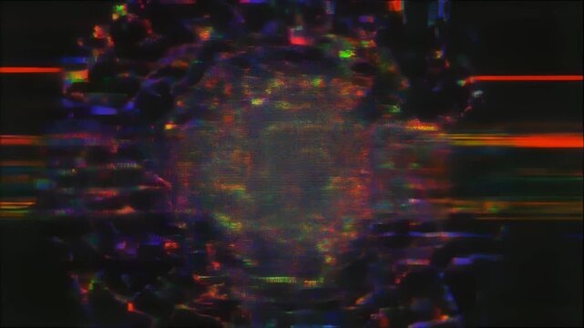 荒れ狂うグリッチと崩壊するデータが広がるサイバー空間のデジタル破壊背景