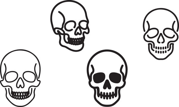 Abstract human skull.one line vector icon droing