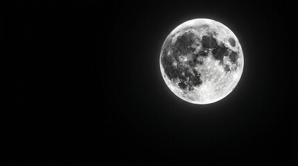 Obraz premium High Detail Full Moon Surface with Visible Craters on Black Background