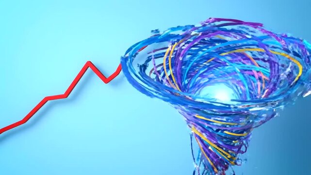 Quantum arbitrage paths visualize exponential financial growth through intricate data streams and market dynamics, an abstract 3D animated concept with vibrant energy.