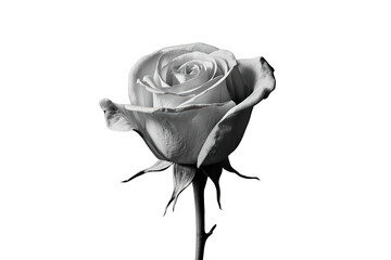 Naklejka premium Black and white rose blossom with delicate petals revealing natural beauty and timeless elegance, isolated with transparent background