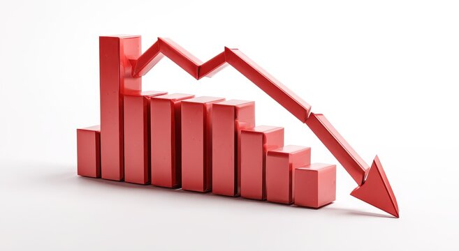 Red Decline - Dramatic Economic Downturn Graph with Arrow.