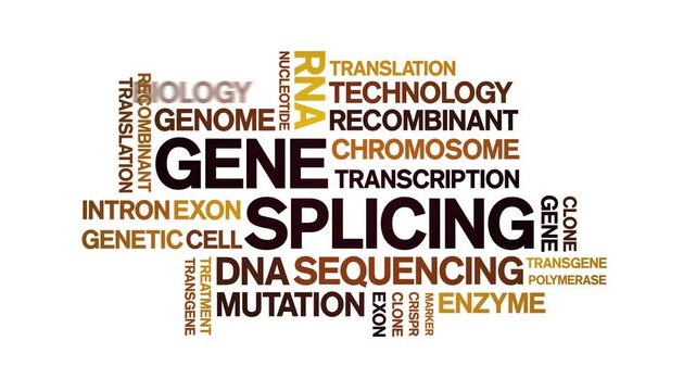 Gene Splicing animated word cloud-text design animation tag kinetic typography seamless loop.
