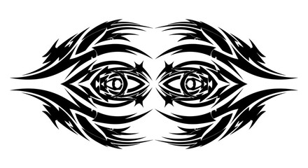 Obraz premium Abstract tribal eye design tribal tattoo style black ink symmetrical fierce powerful mysterious graphic element vector
