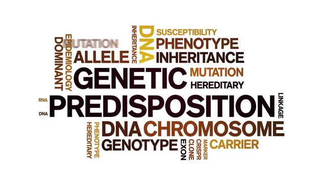 Genetic Predisposition animated word cloud-text design animation tag kinetic typography seamless loop.