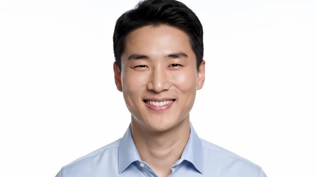 Sequence of a happy asian adult male looking directly at the camera with a friendly smile. Professional business headshot for corporate identity or employee profile