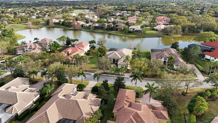 Lakewood Ranch, Florida upscale Country Club community of upscale tile roofed homes © michael