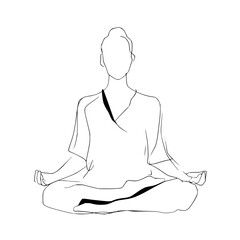 Obraz premium Meditating Woman Sitting in Lotus Position on White Background