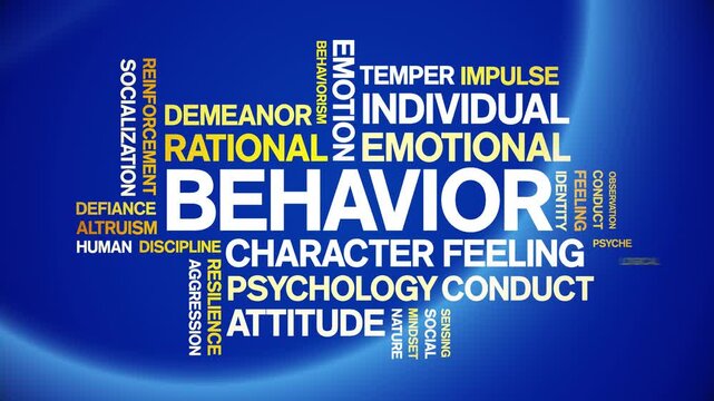 Behavior animated word cloud-text design animation tag kinetic typography seamless loop.