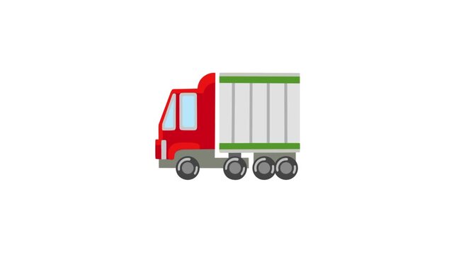 A detailed illustration of a red and white delivery truck with multiple wheels, perfect for logistics and transportation themes