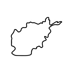Afghanistan - Solid Black Outline Border Map of Country Area