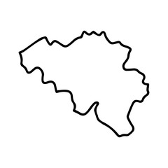 Belgium country map black line border icon illustration