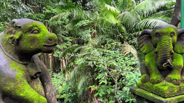 Ancient statue in Ubud Monkey Forest Bal