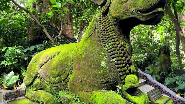 Ancient statue in Ubud Monkey Forest Bal