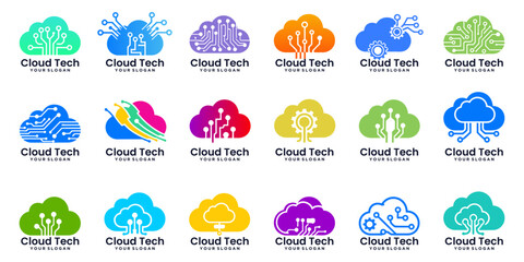 Obraz premium Cloud tech logo concept representing digital technology, data network, and modern innovation.